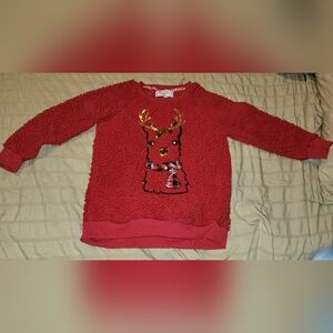 Festive Red Reindeer Sweater Girls Size M